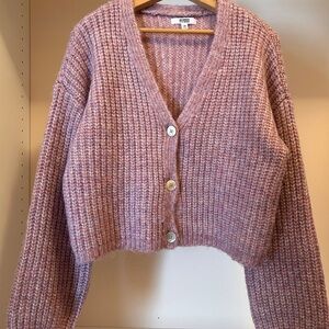 BB Dakota Mauve Button-Up Cardigan